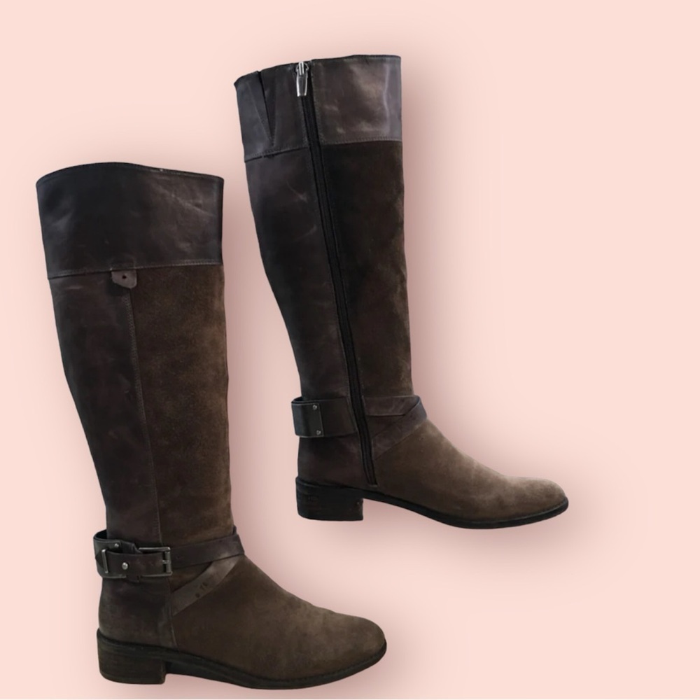 VINCE CAMUTO JARAN SUEDE LEATHER RIDING ZIP SIDE BOOTS SIZE 10M